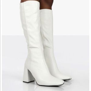 Public Desire White Knee High Boots
